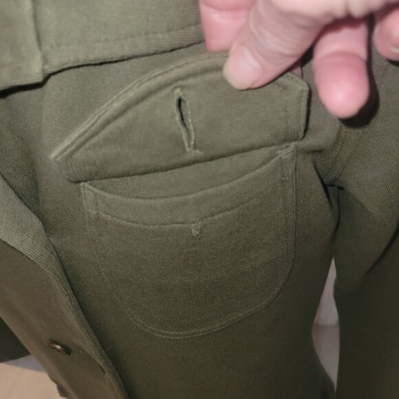 PRANA Vintage Olive Green Double-Breasted Military-Inspired Jacket Buttoned Pock - Picture 5 of 9